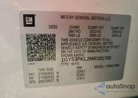 2021 Cadillac Escalade Esv Sport z USA, uszkodzony, nr VIN 1GYS3PKL2MR191769